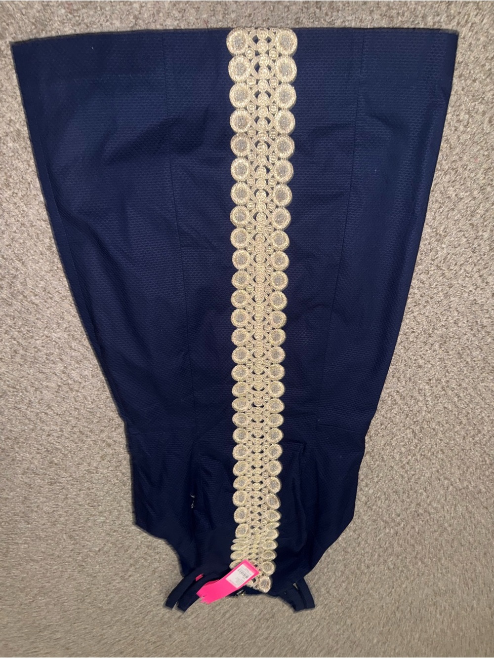 Lilly Pulitzer Navy Blue Mini Dress with Cream Lace Trim